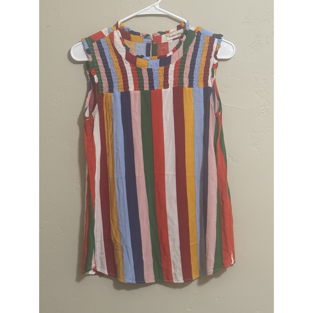 Southern Stitch & Cupio Women Tank Tops 2-Pack Stripe Ruffle M Multi Pink